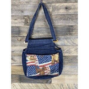 Unique Creations Perfect Purse Denim Jean Patriotic Cowboy/Girl Purse Bag Tote